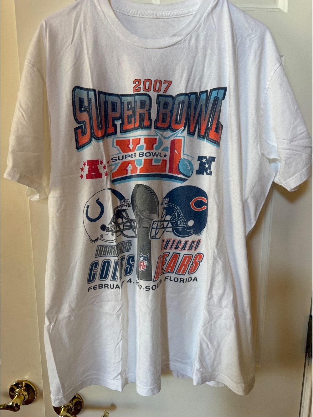 2007 Super Bowl XLI Colts vs Bears White T-Shirt